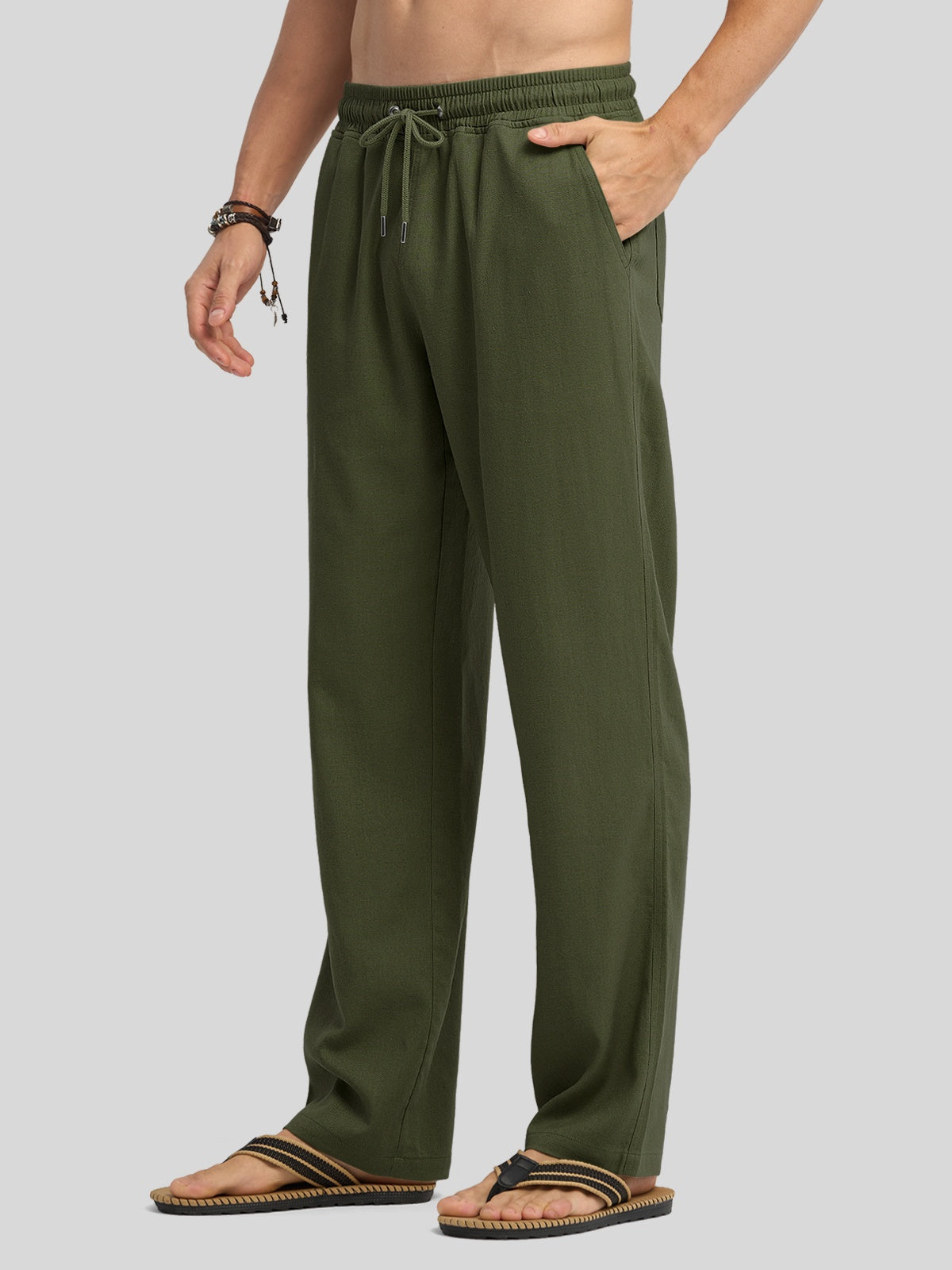 Men's Casual Linen Drawstring Pants