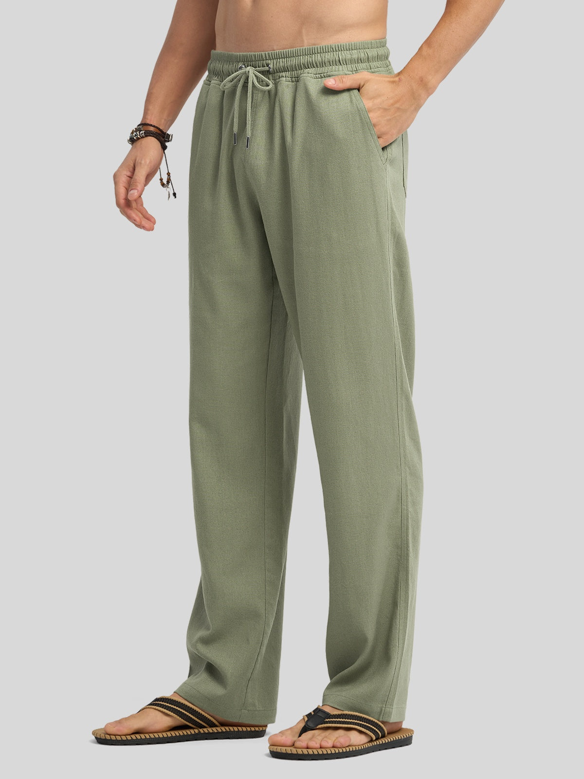 Men's Casual Linen Drawstring Pants