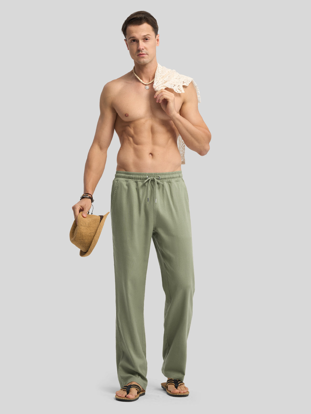 Men's Casual Linen Drawstring Pants