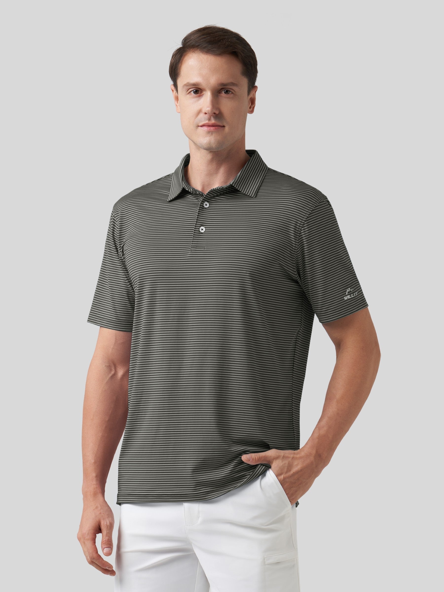 Men's Casual Striped Golf Polo Shirts