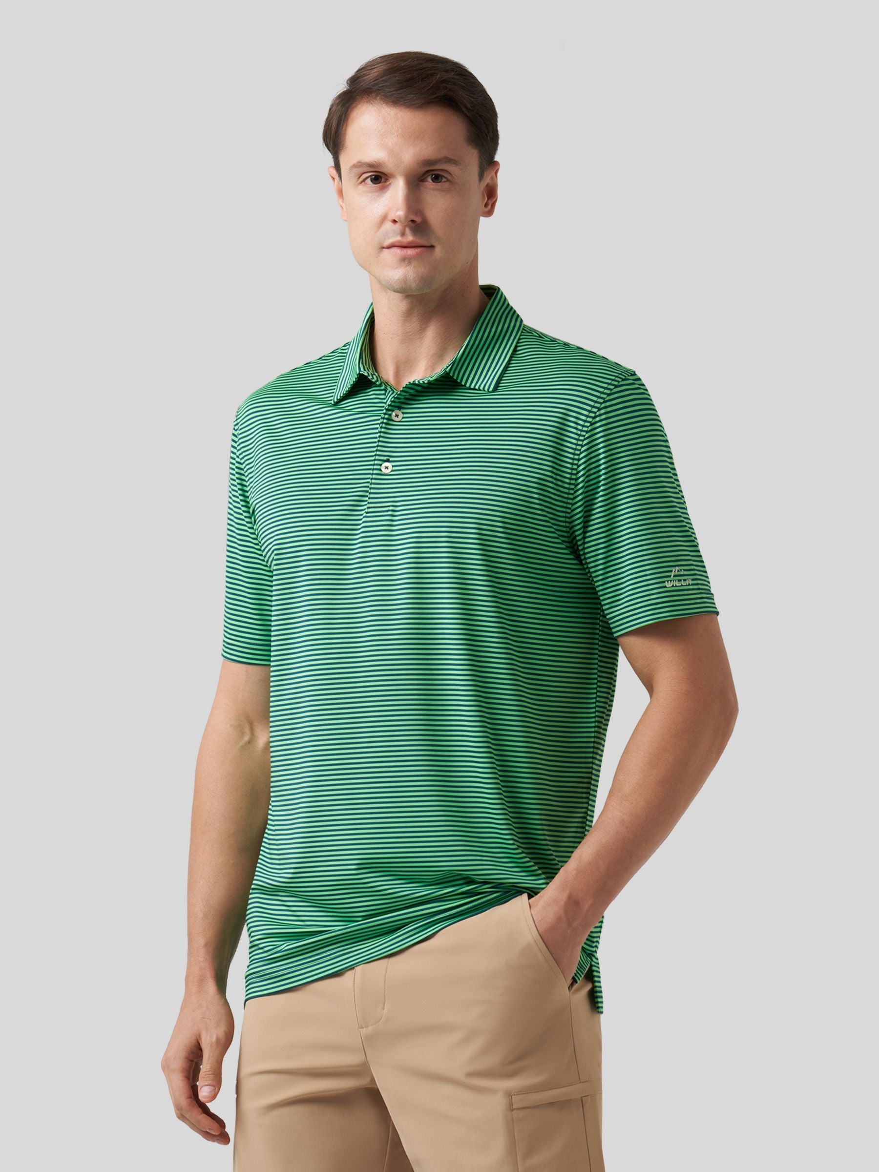 Men's Casual Striped Golf Polo Shirts