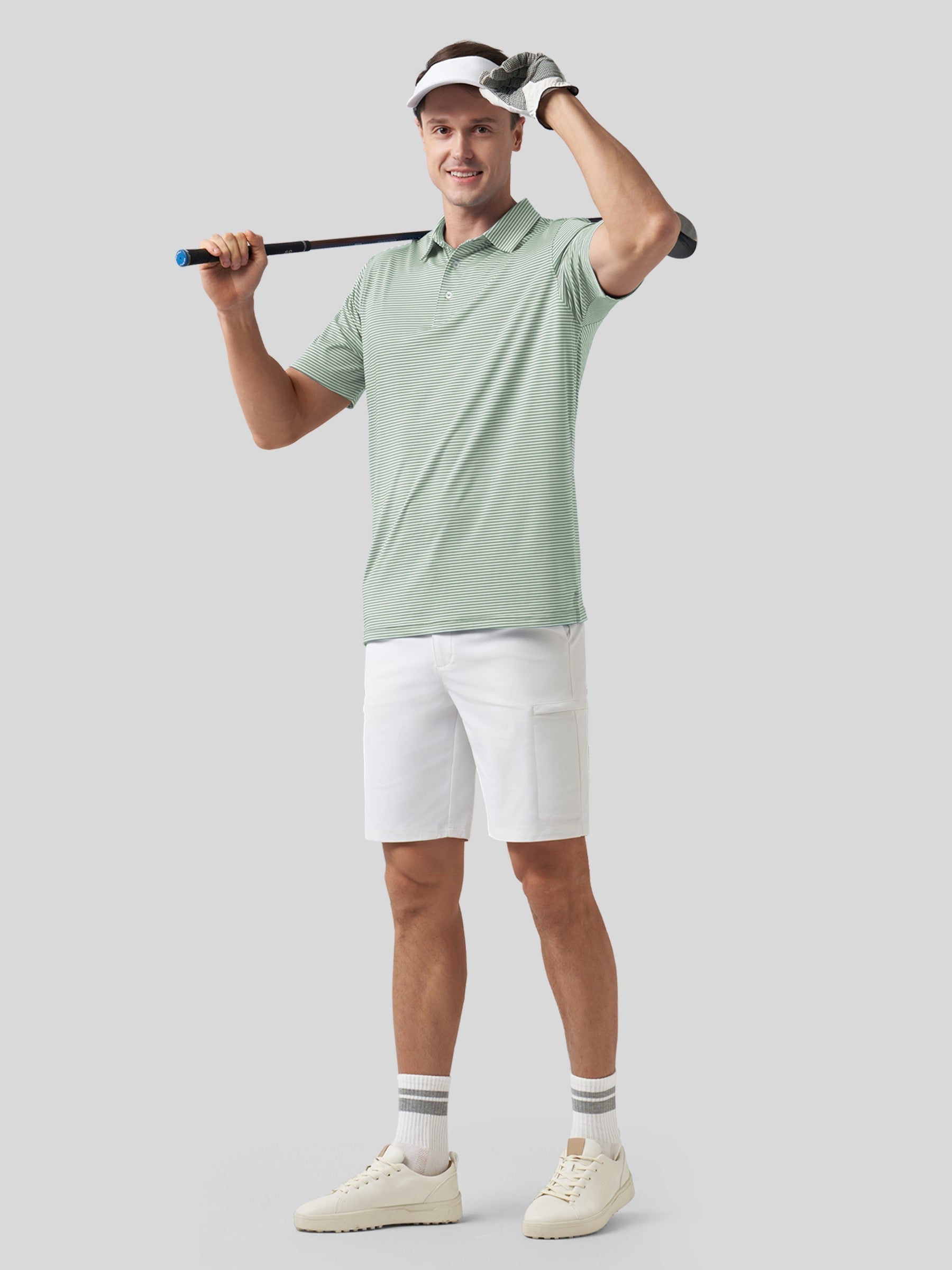 Men's Casual Striped Golf Polo Shirts