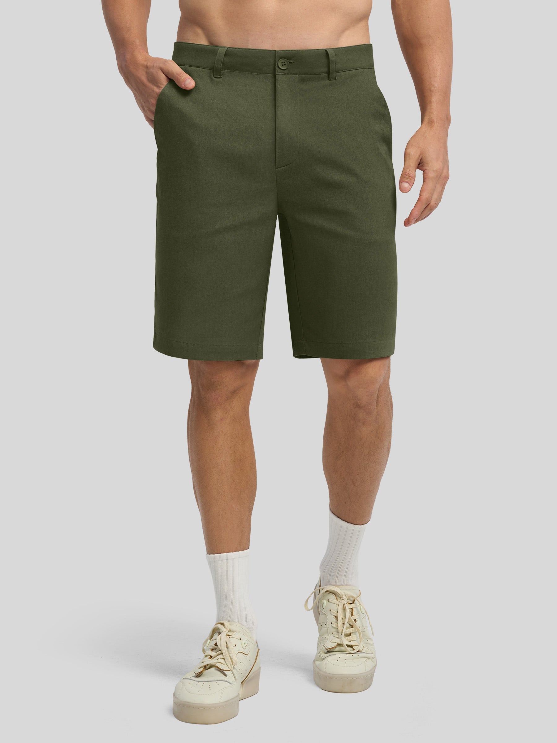 Men's Linen Shorts with Pockets 10 Inch