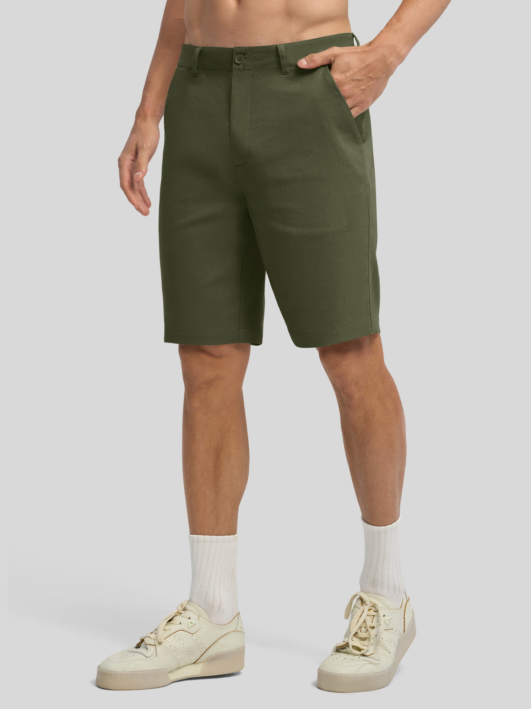 Men's Linen Shorts with Pockets 10 Inch