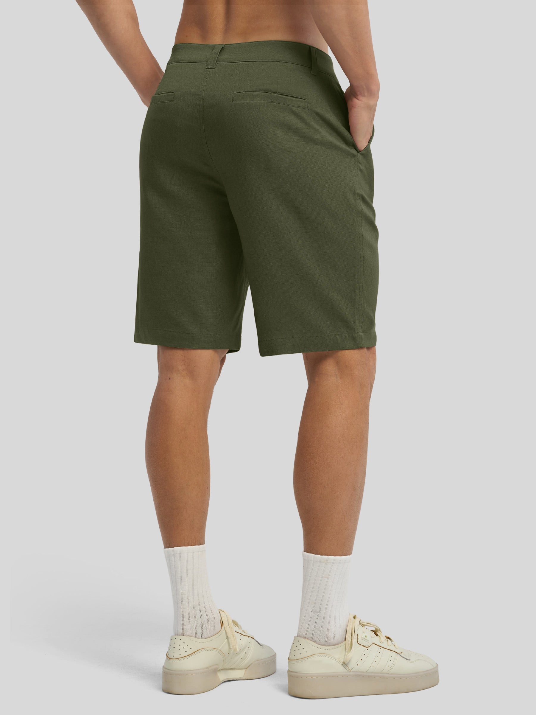 Men's Linen Shorts with Pockets 10 Inch