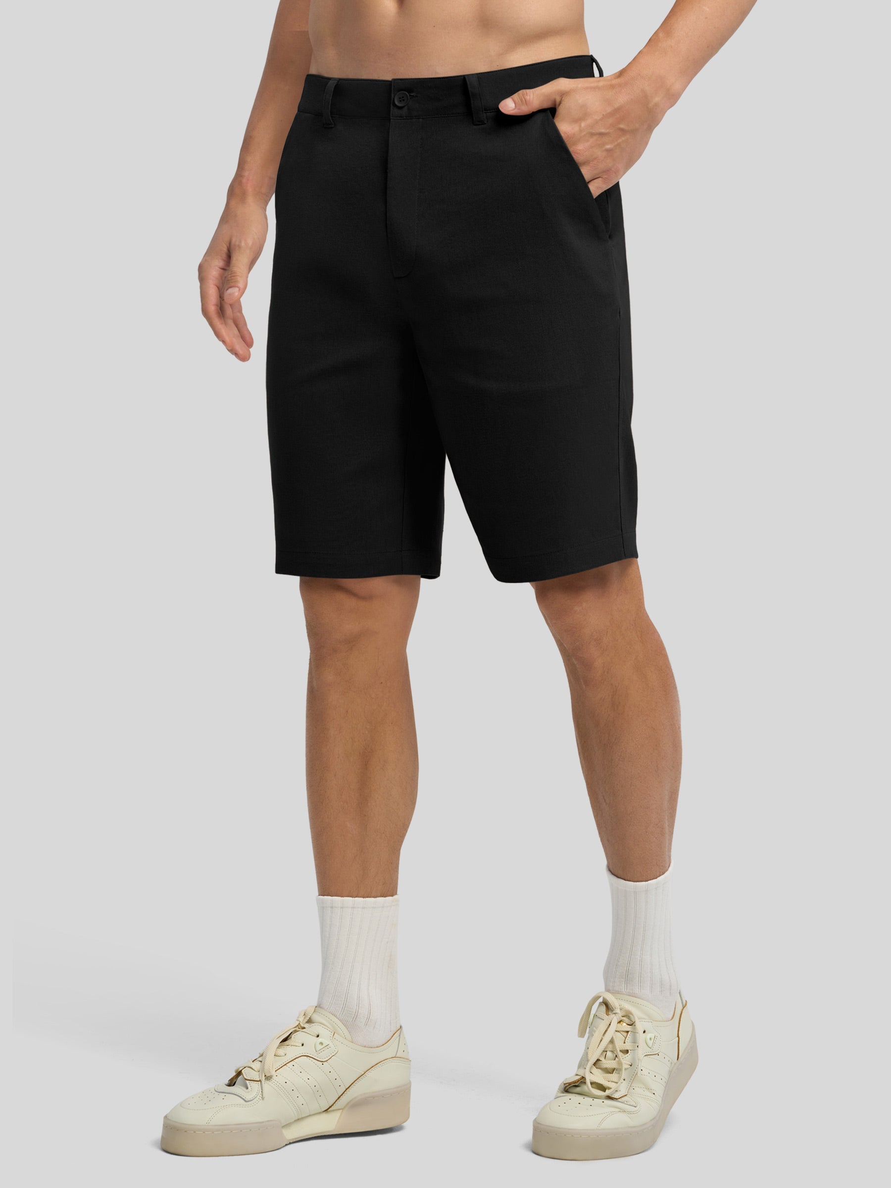 Men's Linen Shorts with Pockets 10 Inch