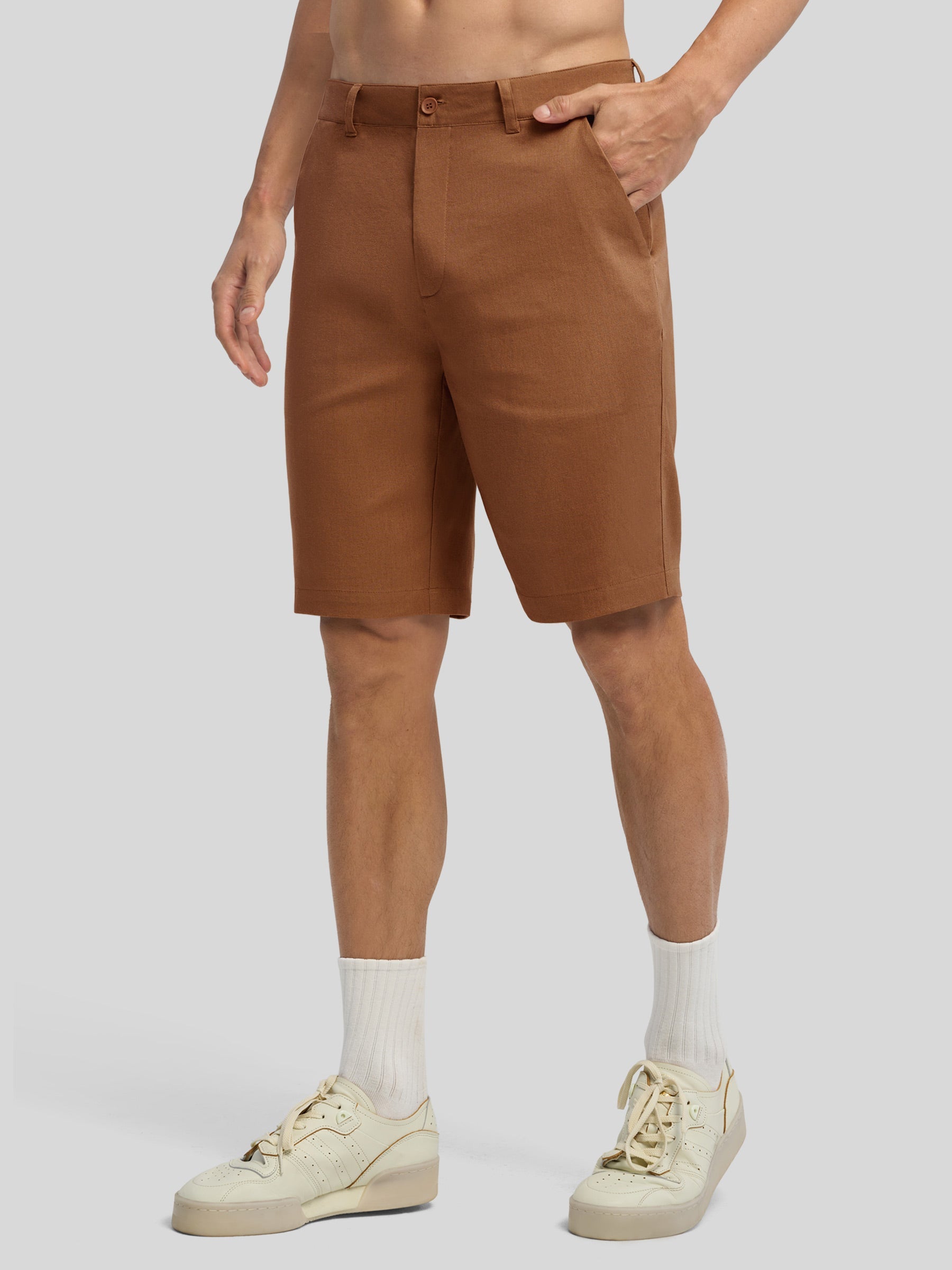 Men's Linen Shorts with Pockets 10 Inch