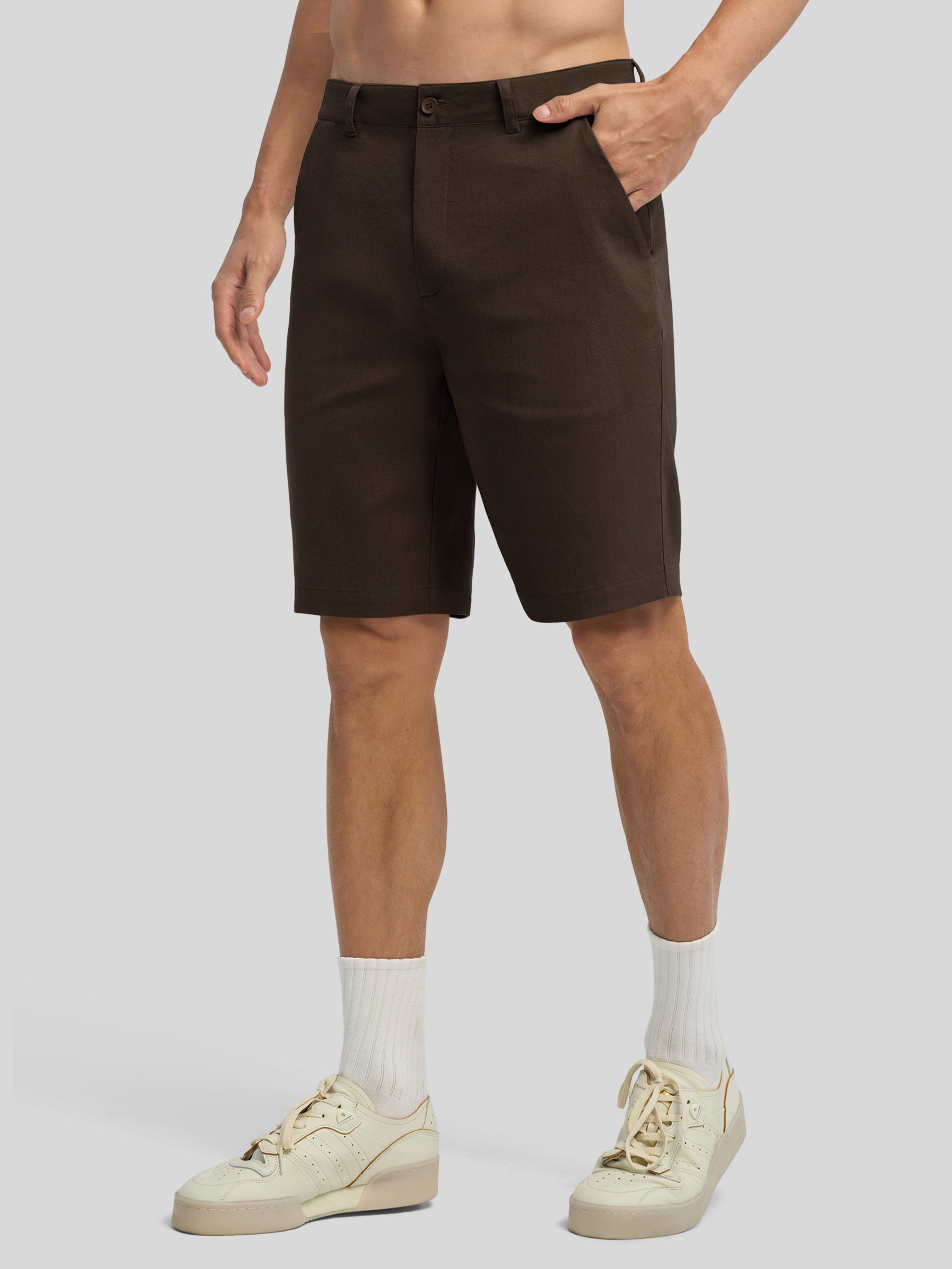 Men's Linen Shorts with Pockets 10 Inch