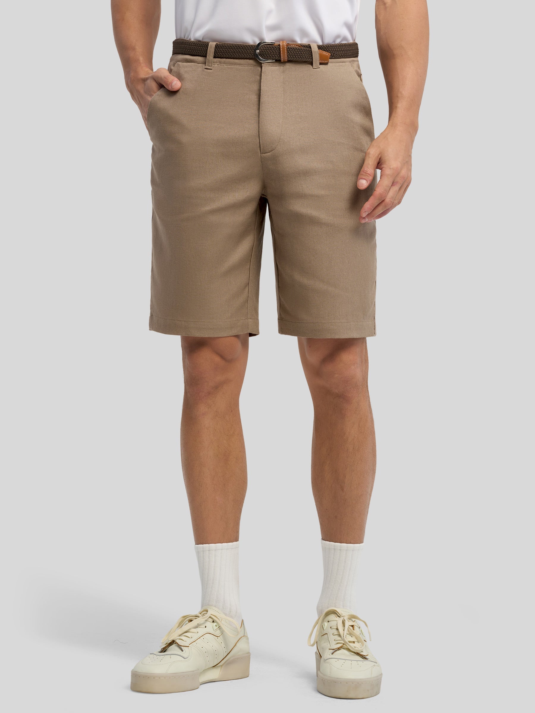 Men's Linen Shorts with Pockets 10 Inch