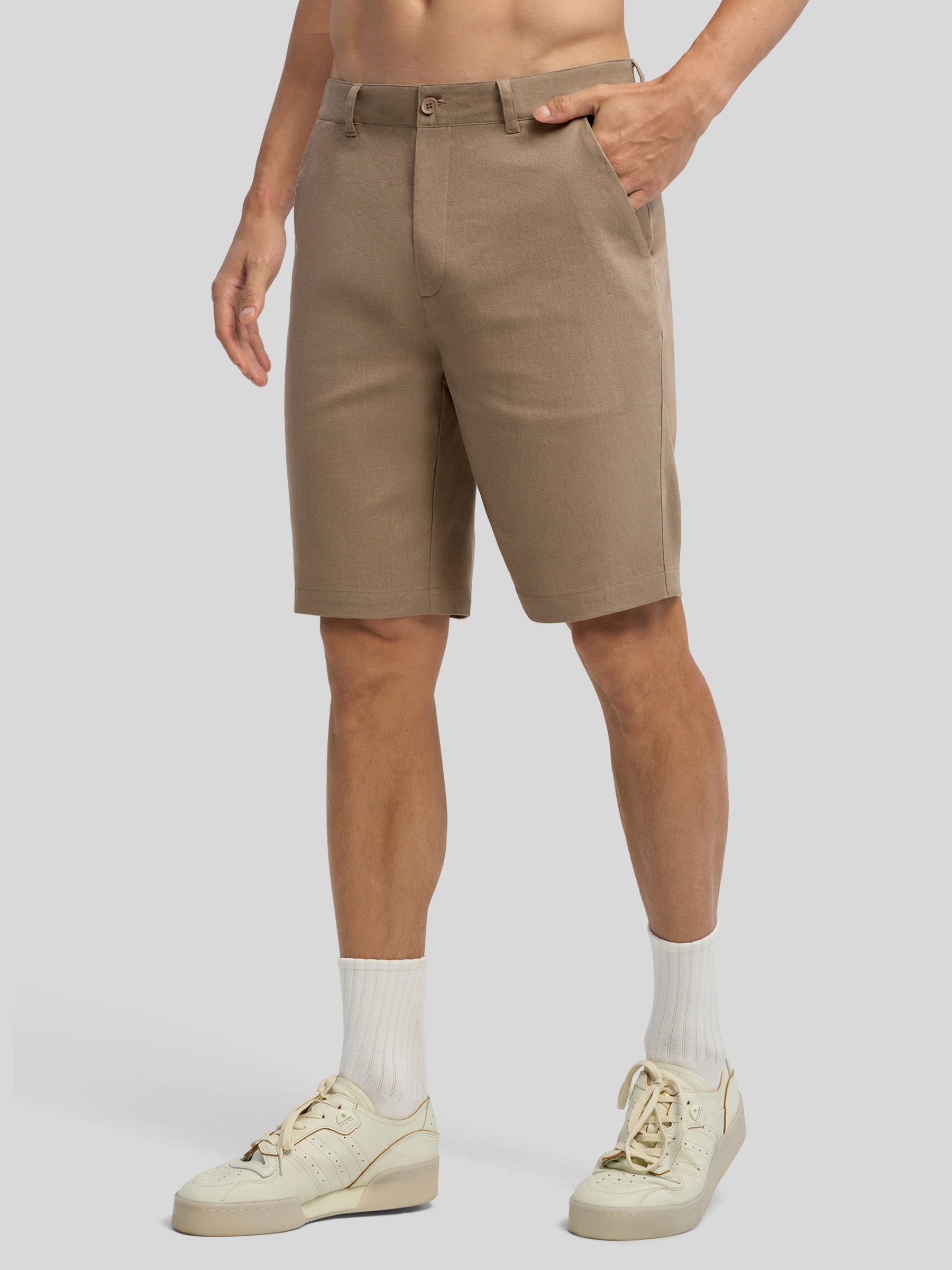 Men's Linen Shorts with Pockets 10 Inch