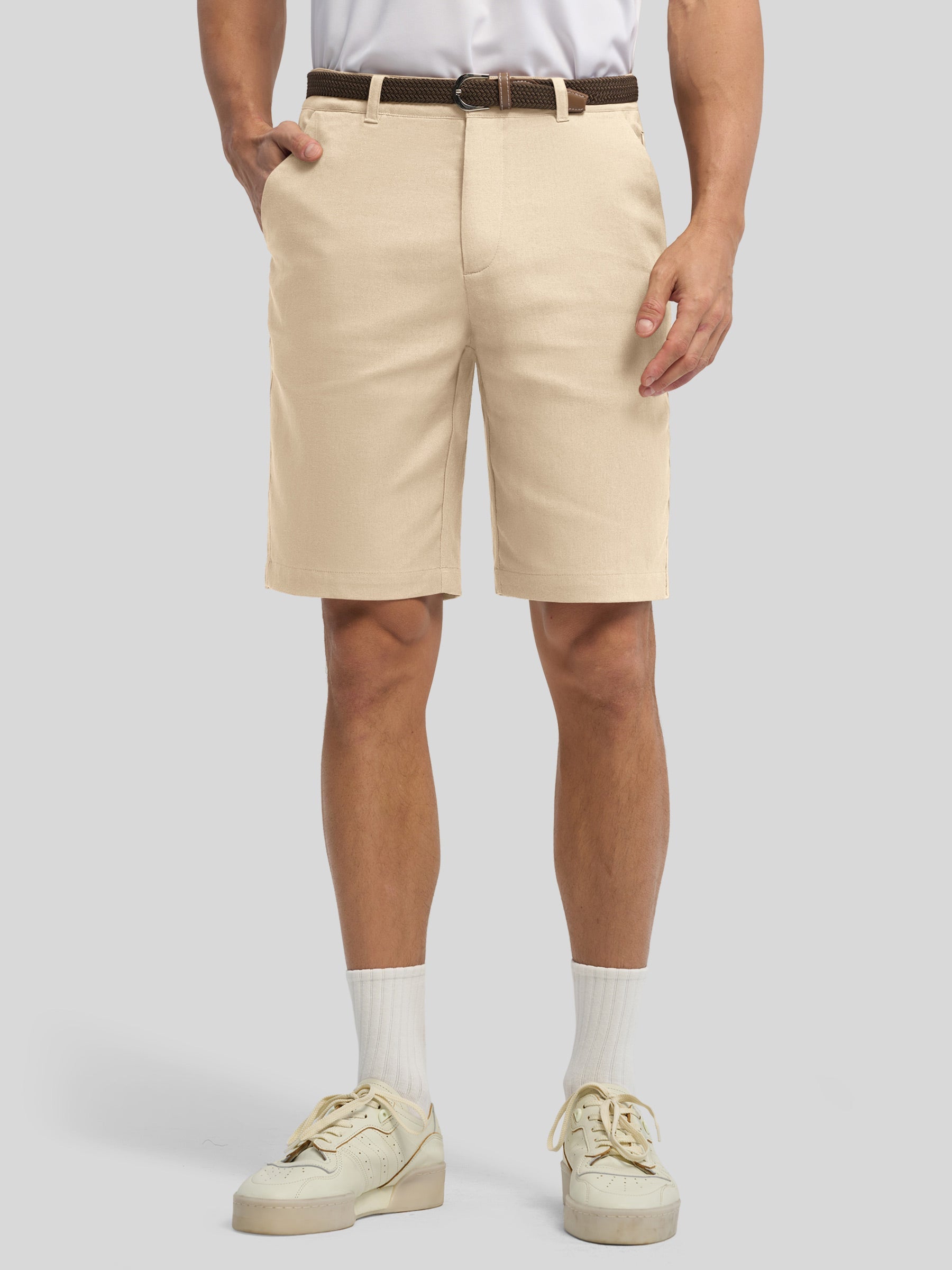Men's Linen Shorts with Pockets 10 Inch