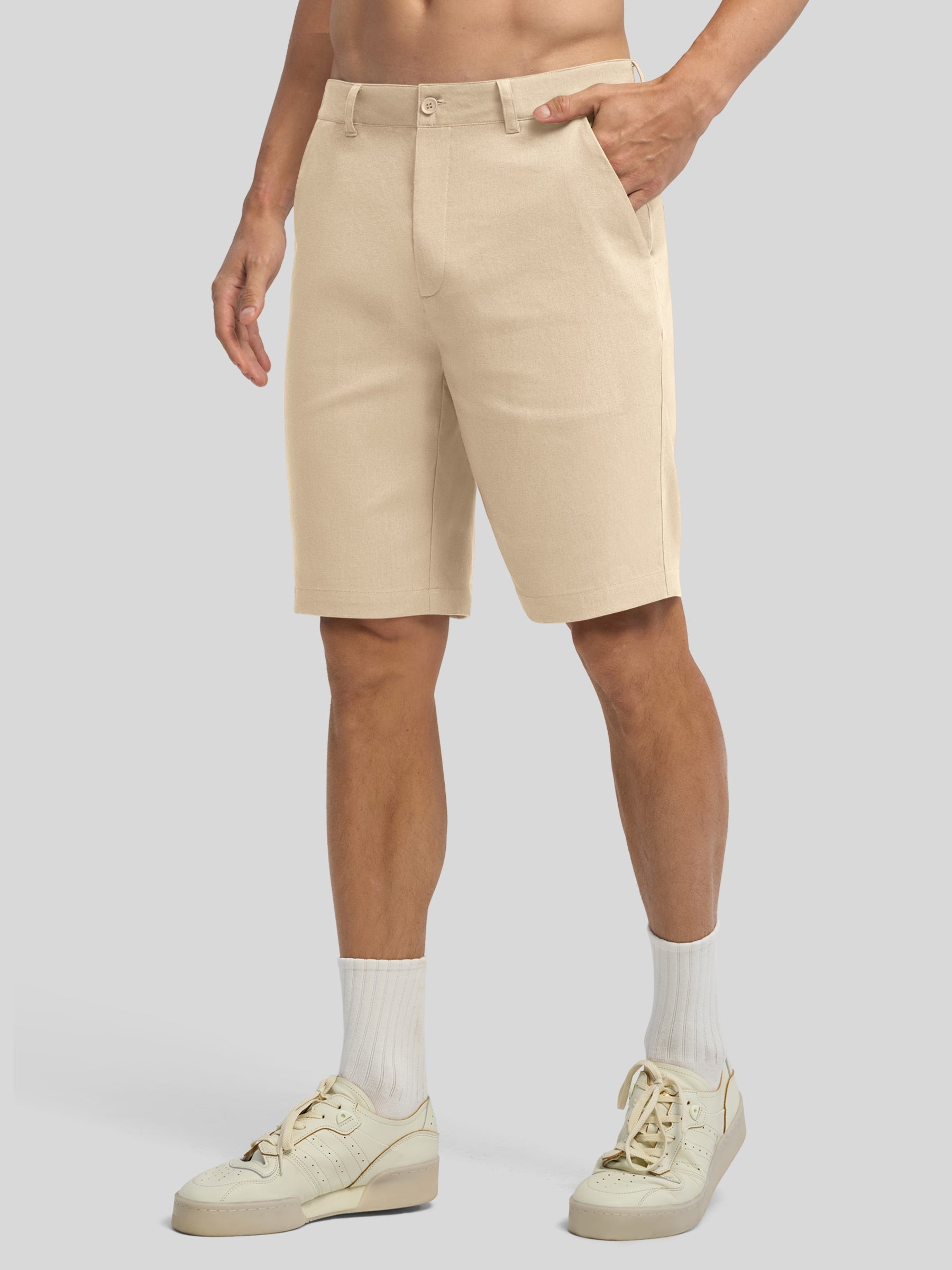 Men's Linen Shorts with Pockets 10 Inch