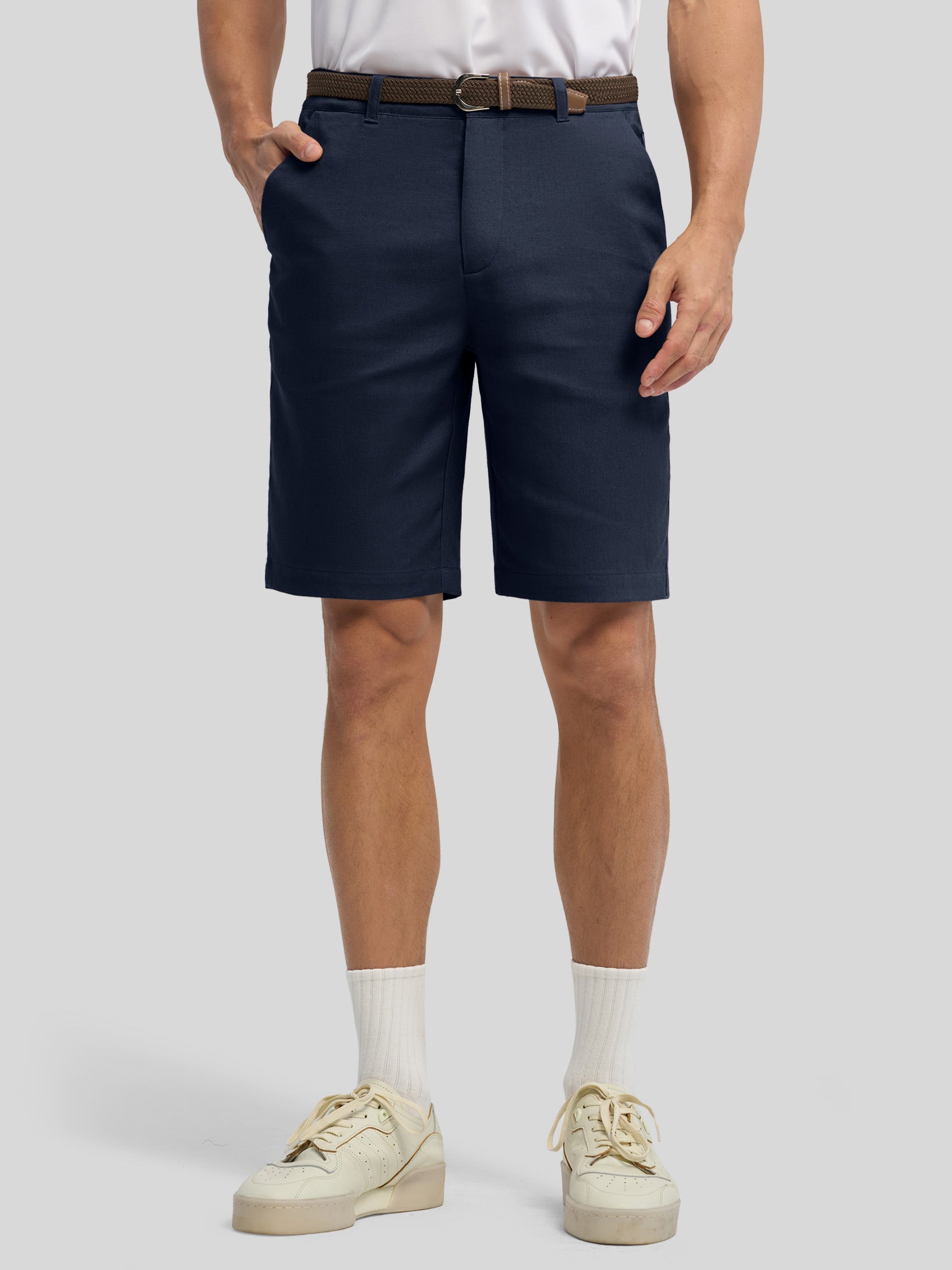 Men's Linen Shorts with Pockets 10 Inch
