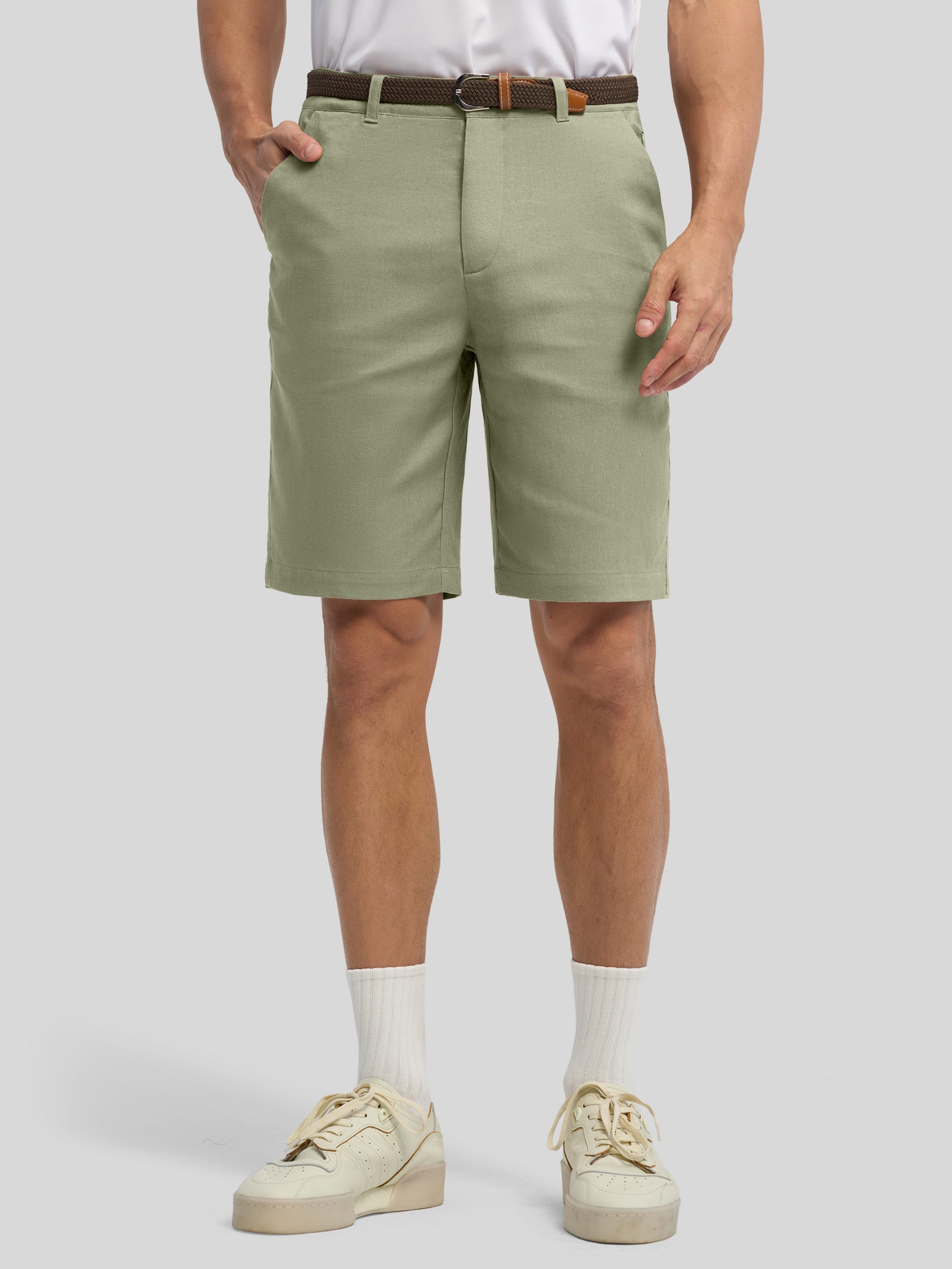 Men's Linen Shorts with Pockets 10 Inch