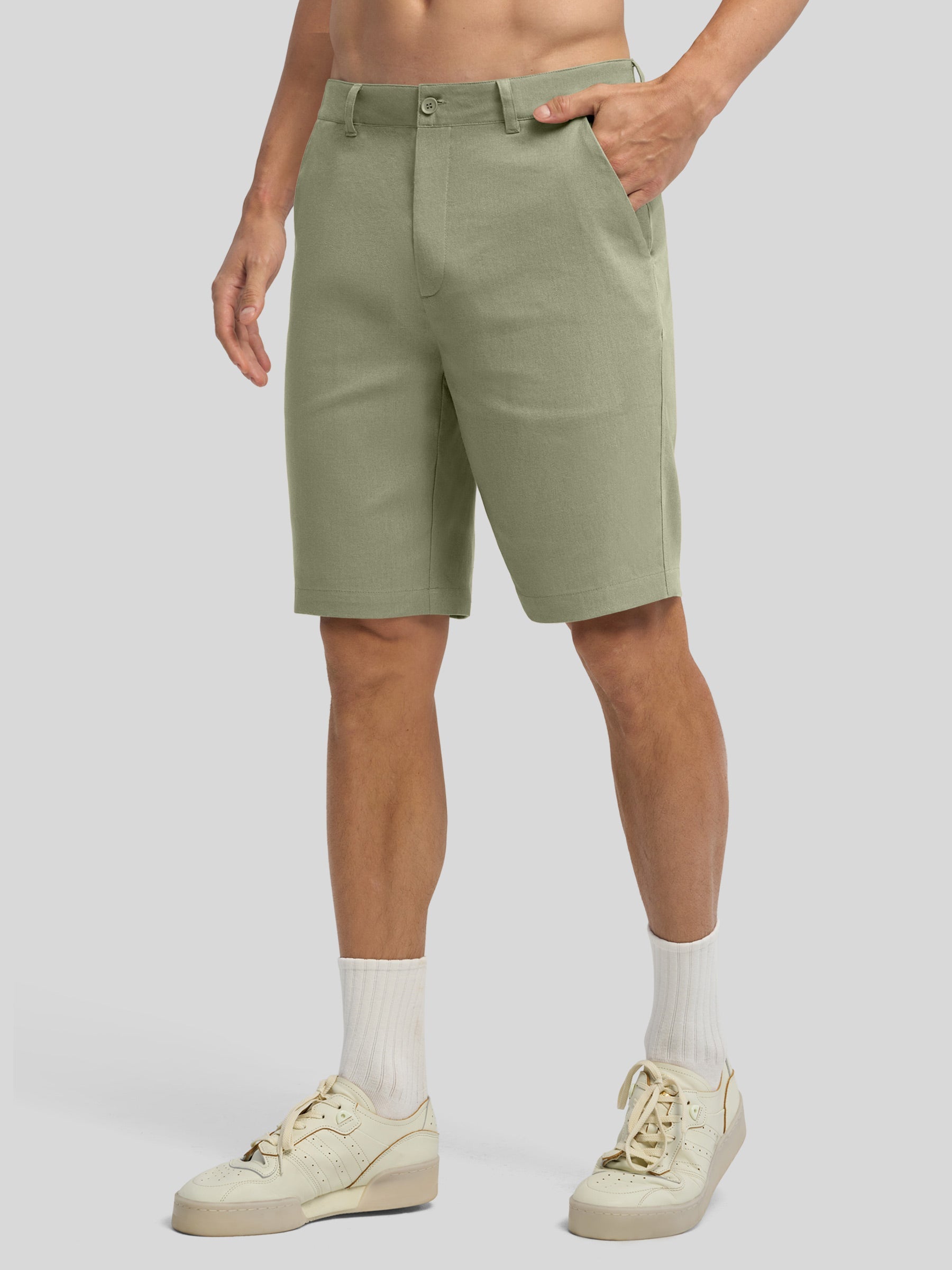 Men's Linen Shorts with Pockets 10 Inch