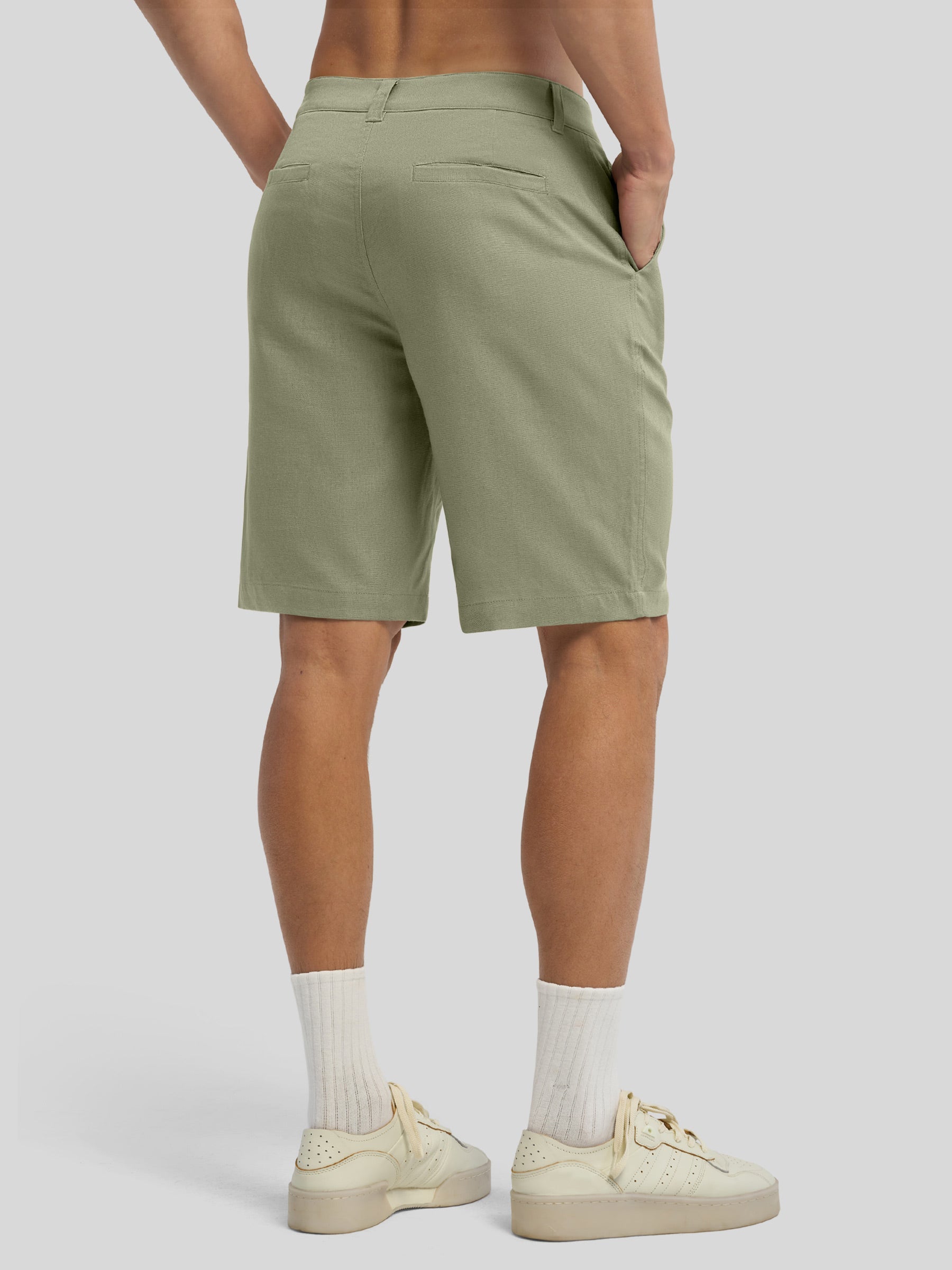 Men's Linen Shorts with Pockets 10 Inch