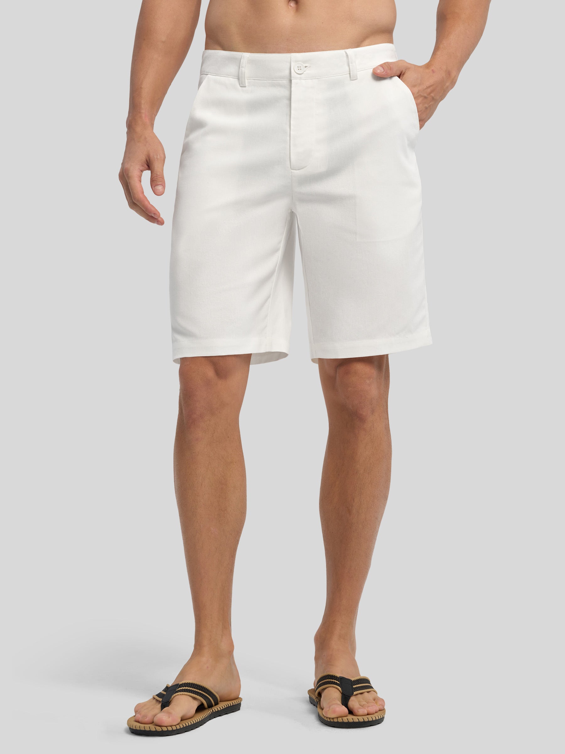 Men's Linen Shorts with Pockets 10 Inch