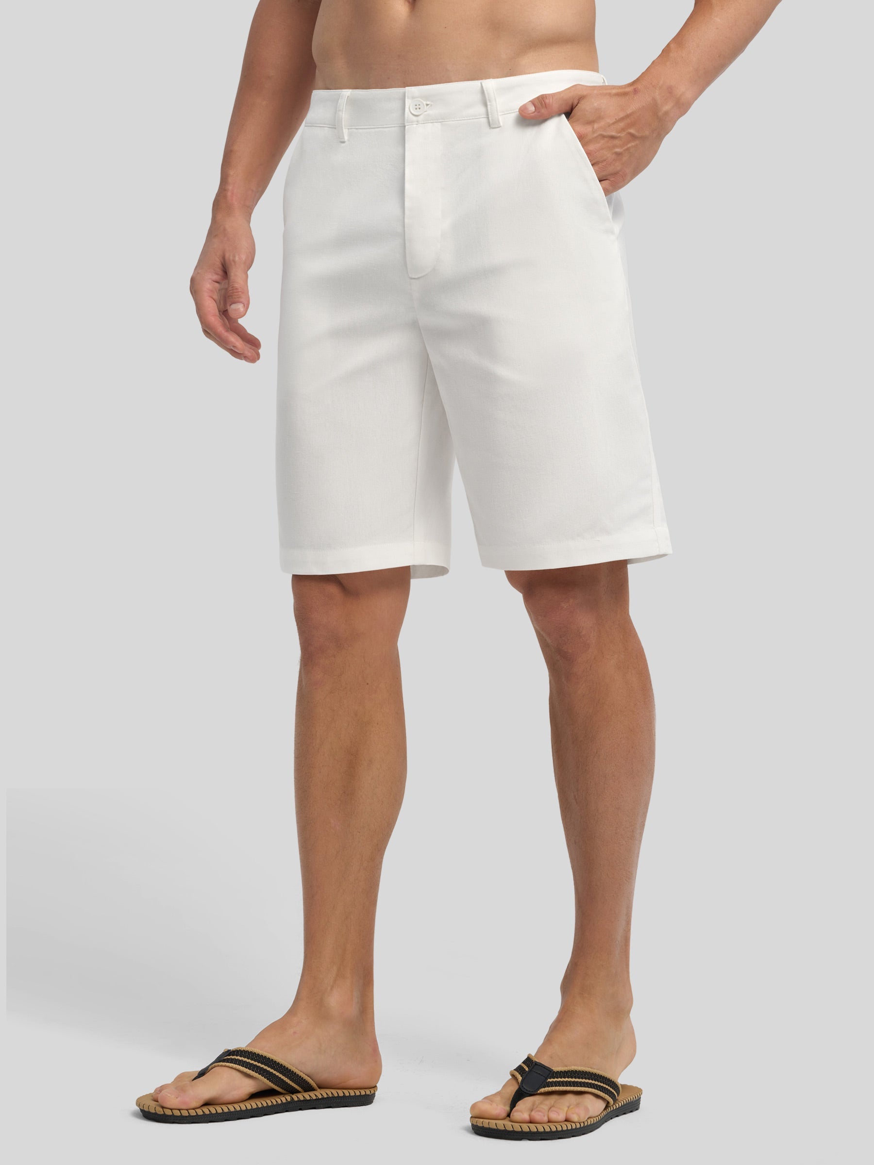 Men's Linen Shorts with Pockets 10 Inch