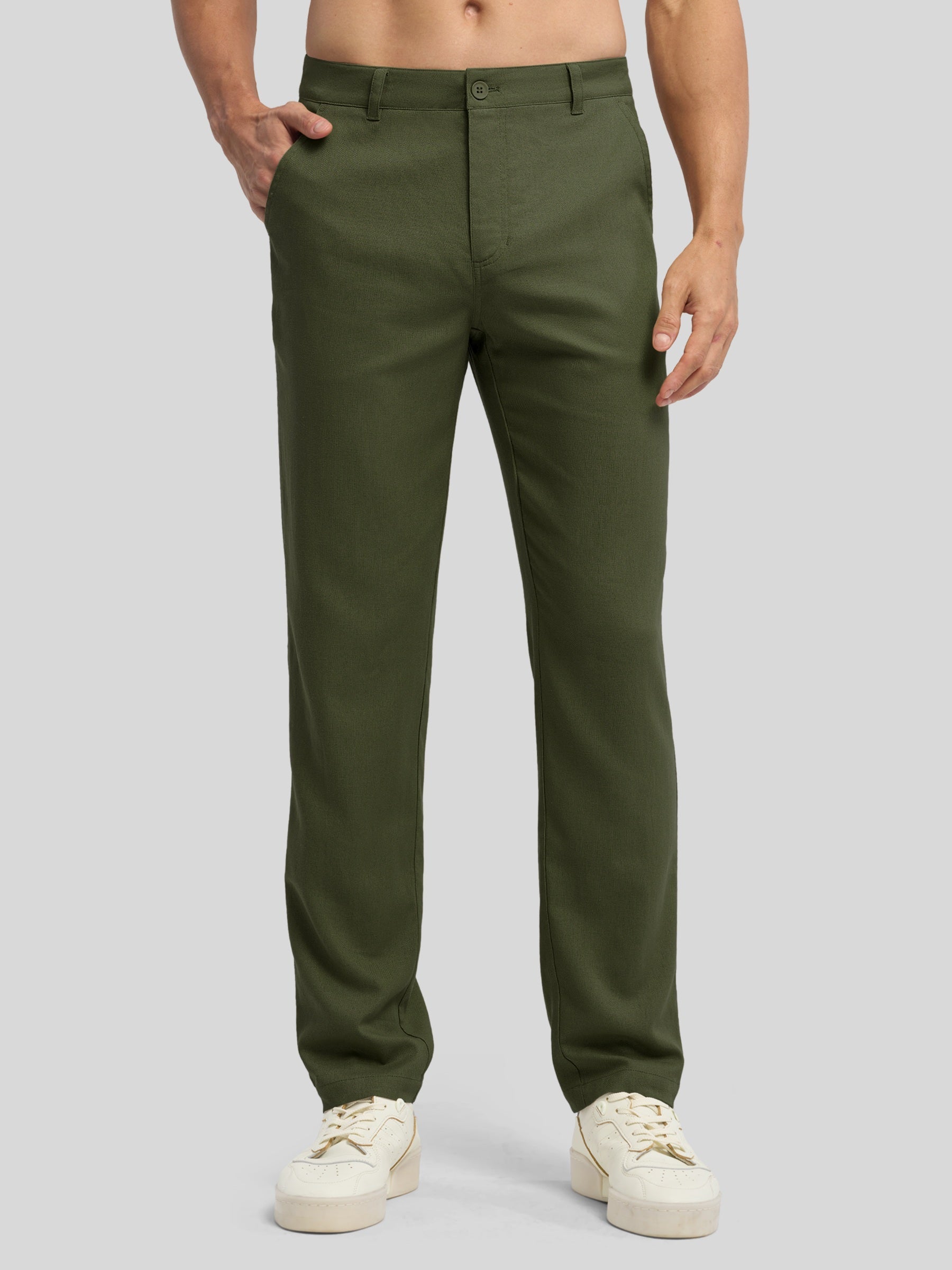 Men's Regular-Fit Linen Trousers