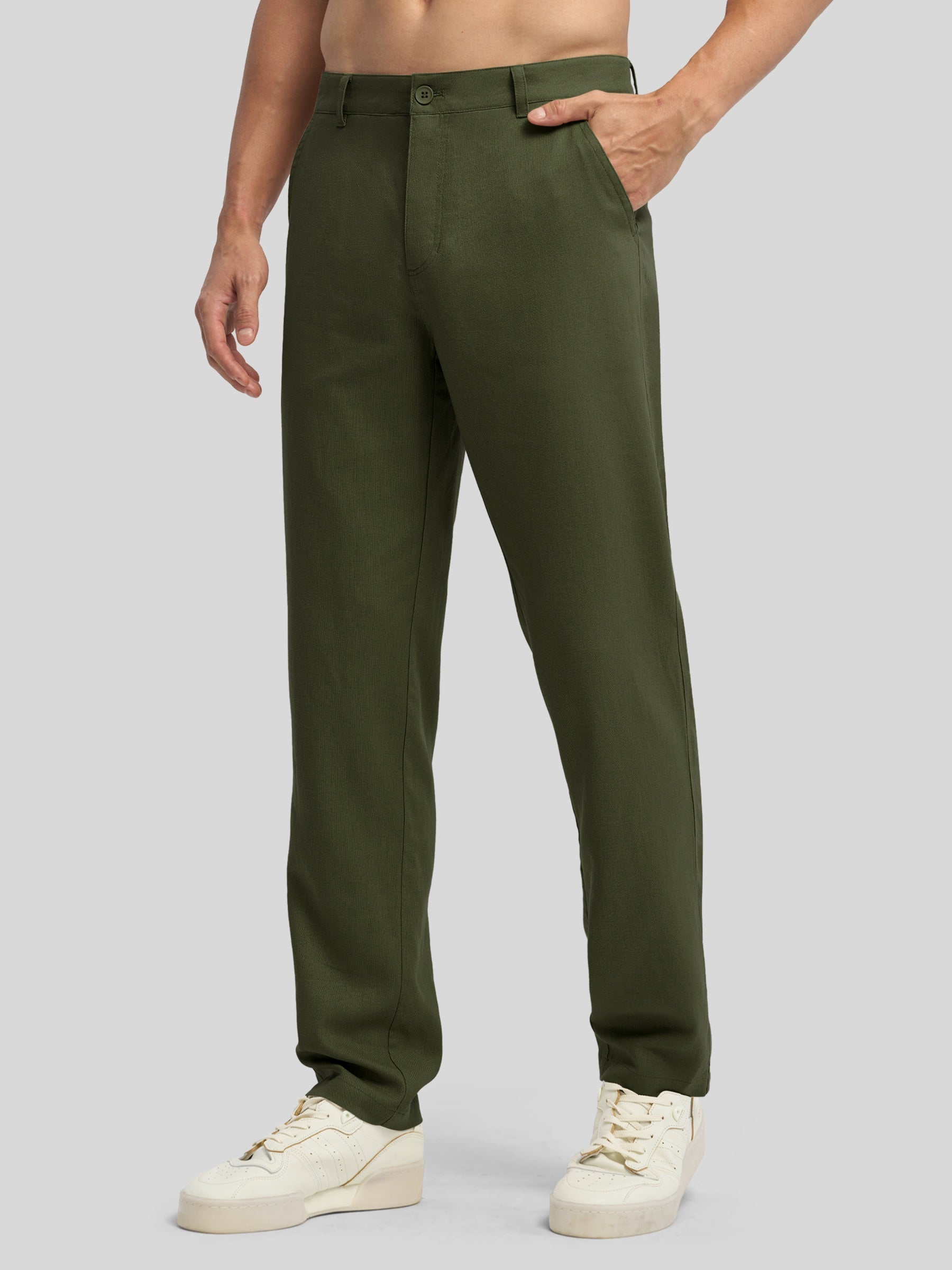 Men's Regular-Fit Linen Trousers