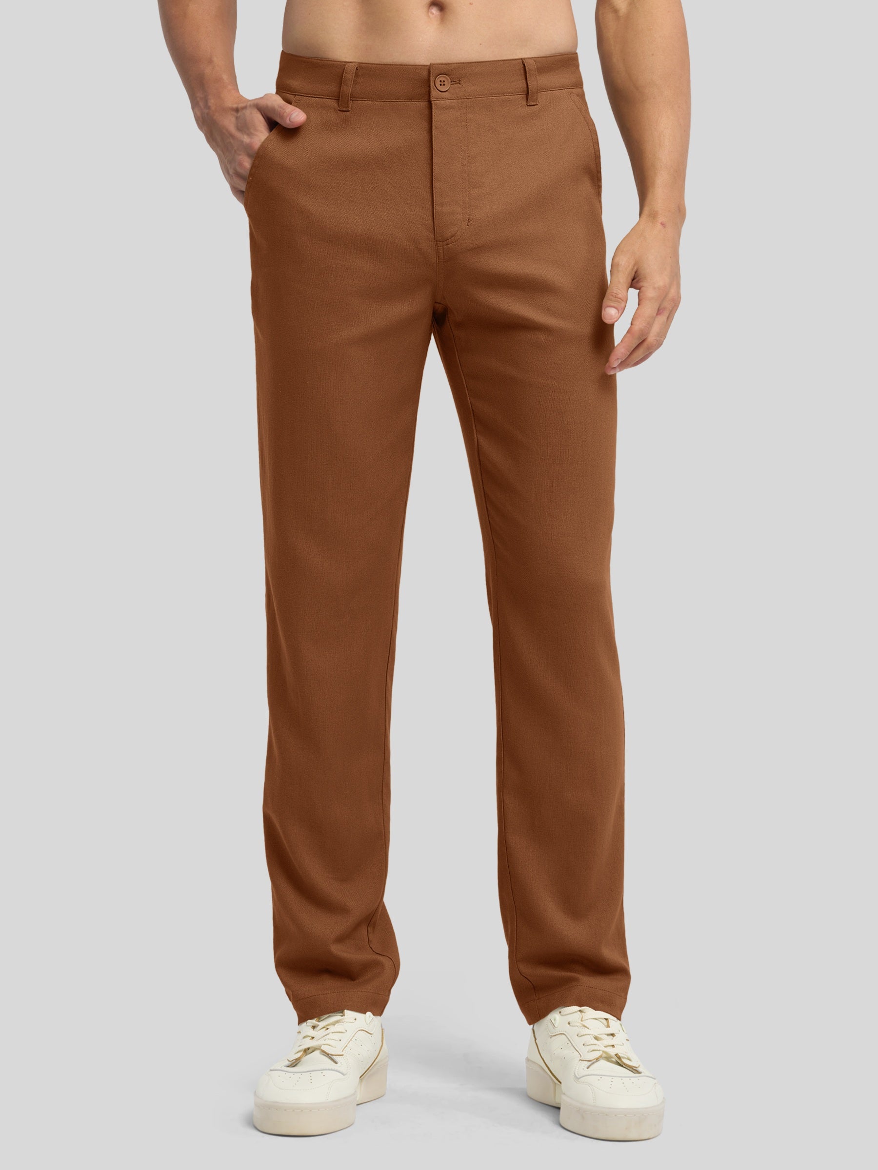 Men's Regular-Fit Linen Trousers