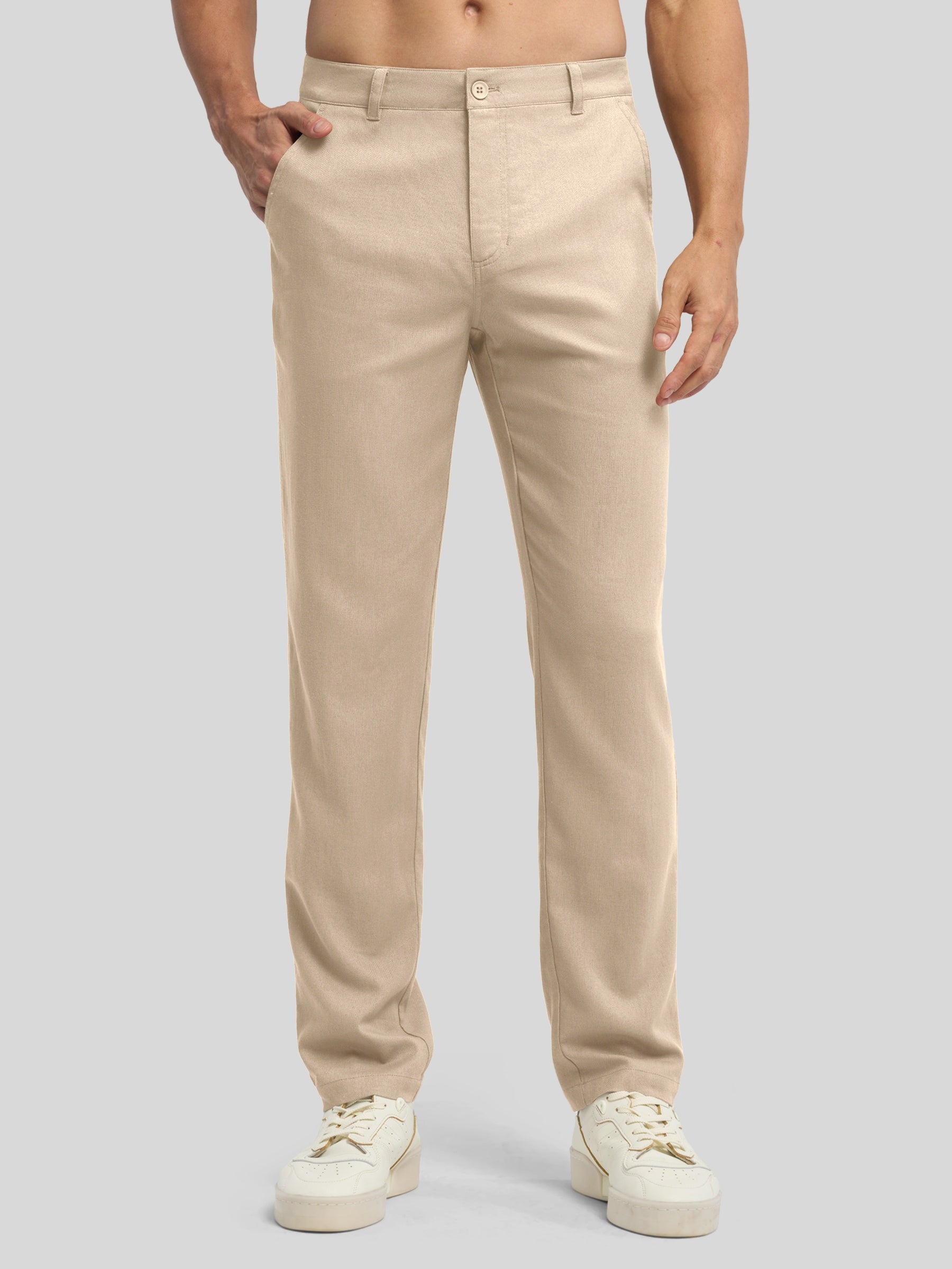 Men's Regular-Fit Linen Trousers
