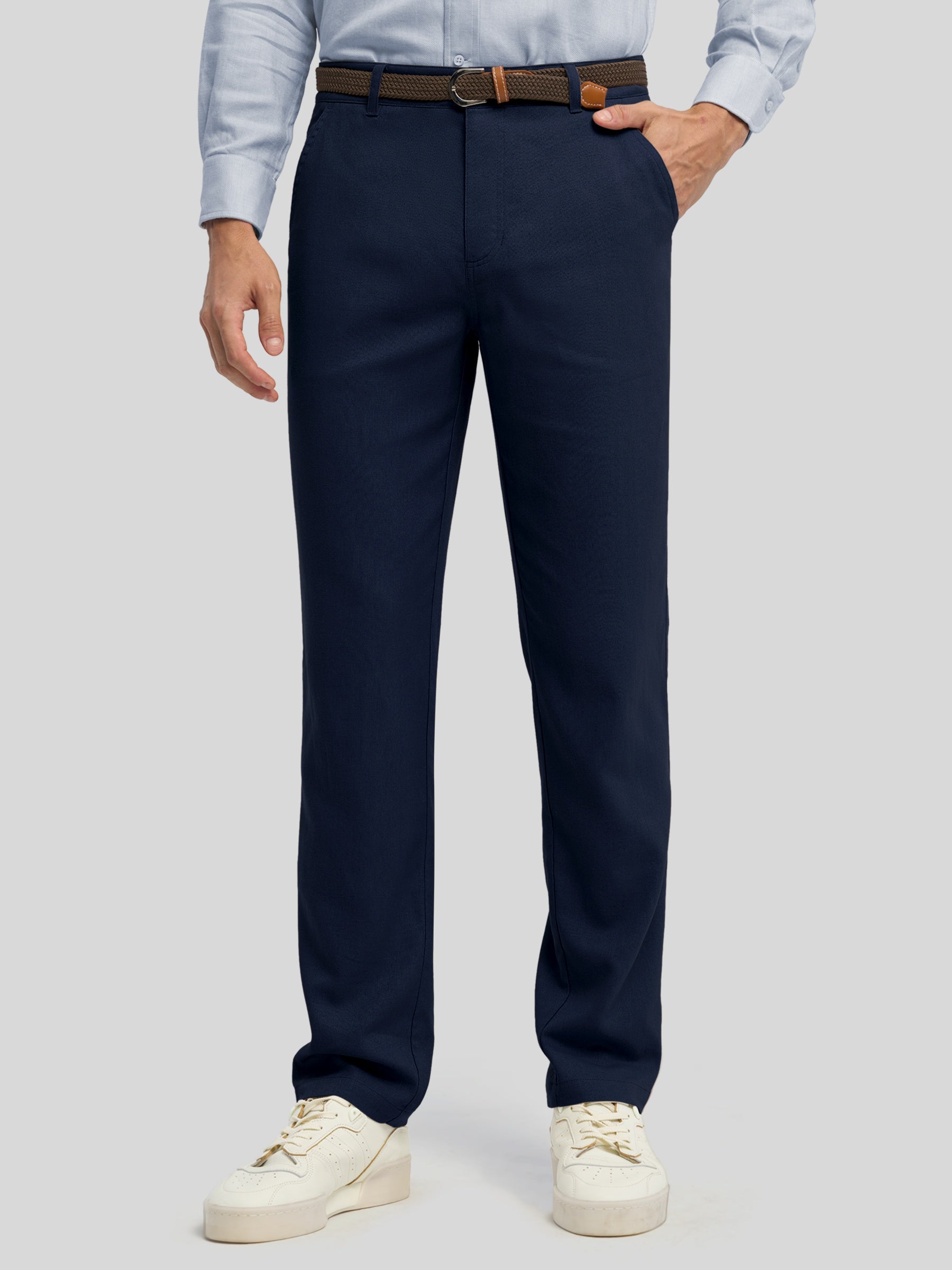 Men's Regular-Fit Linen Trousers