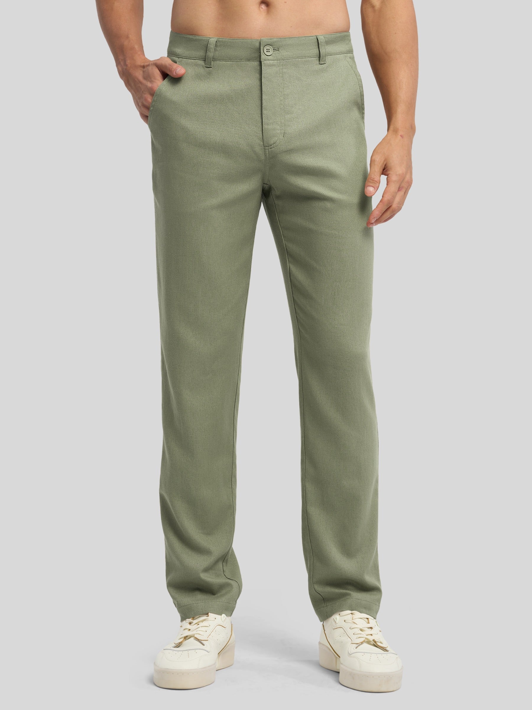 Men's Regular-Fit Linen Trousers