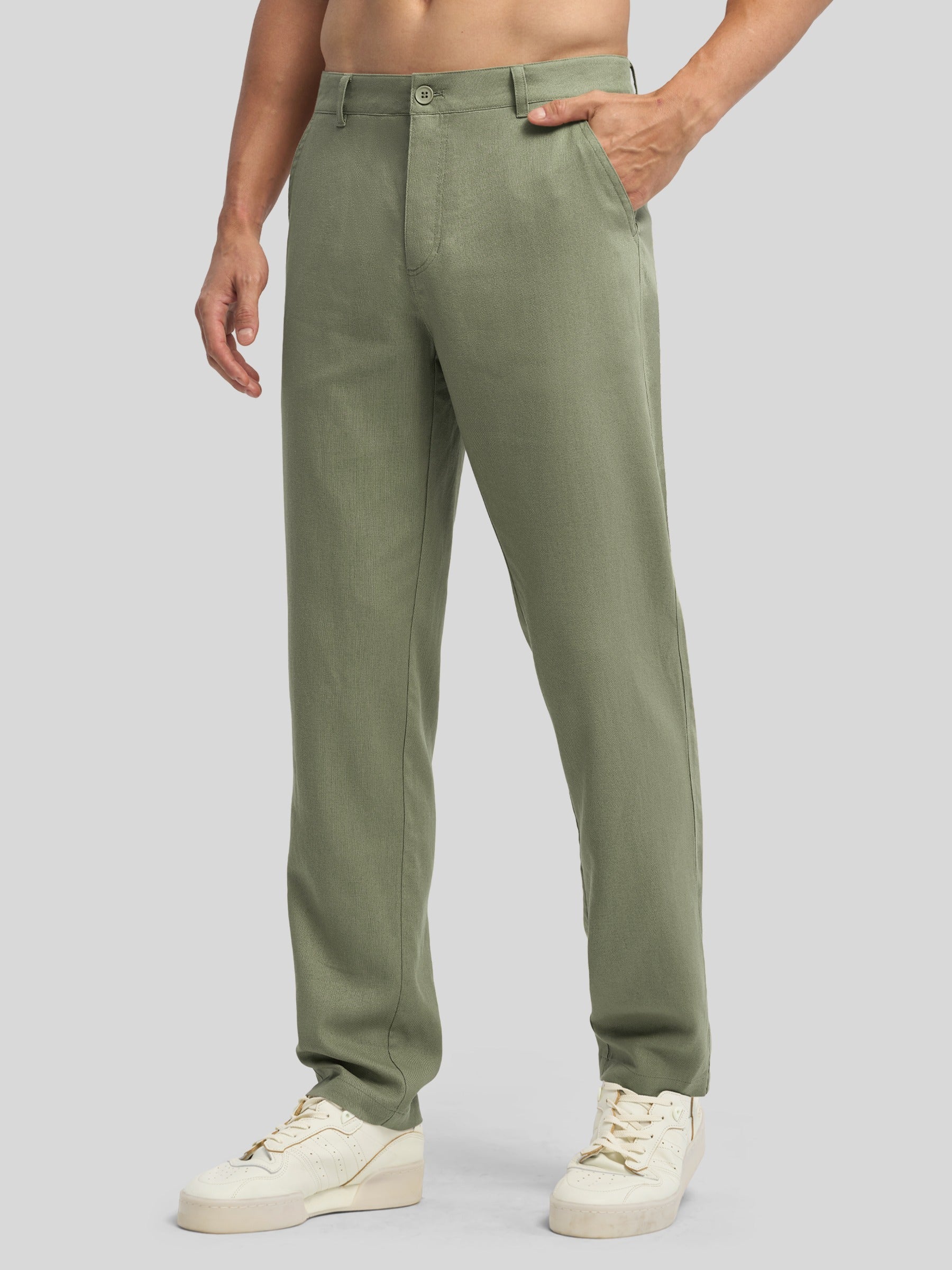 Men's Regular-Fit Linen Trousers