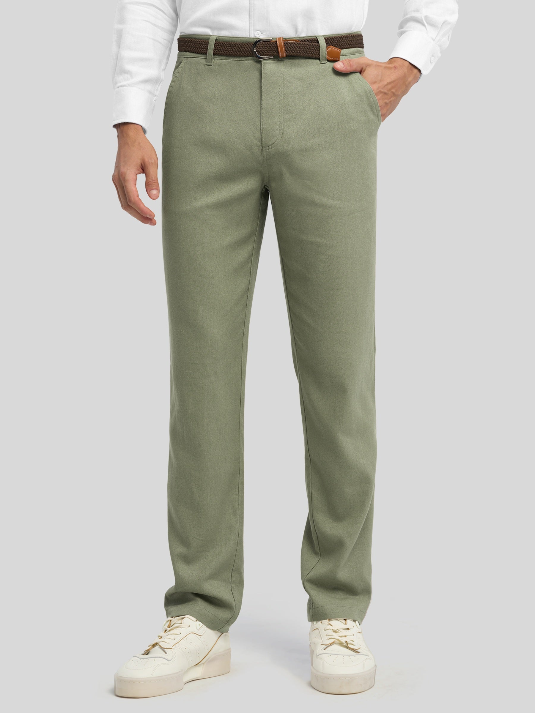 Men's Regular-Fit Linen Trousers