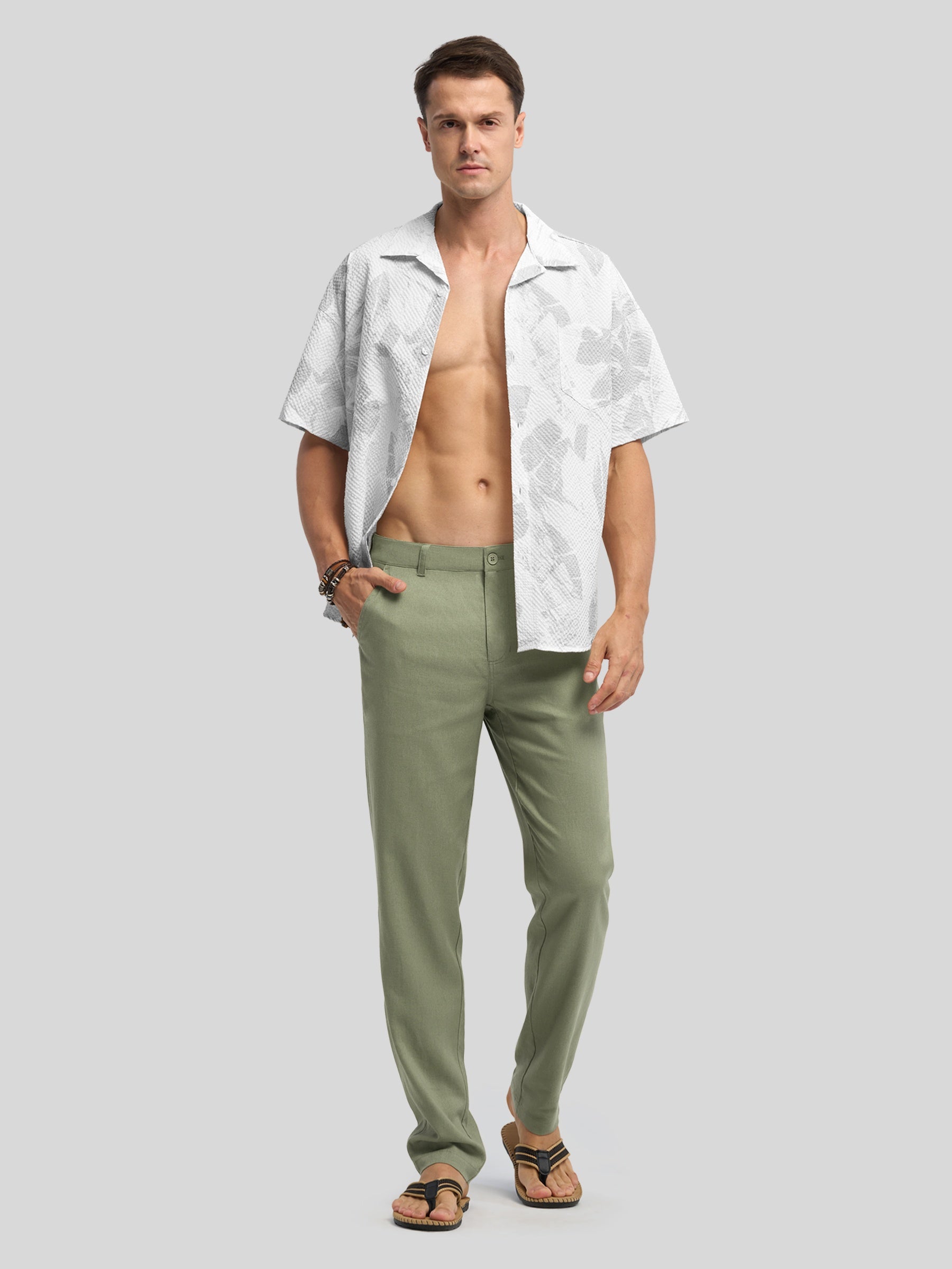 Men's Regular-Fit Linen Trousers