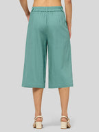 Women's Cotton Linen Wide-Leg Capri Pants