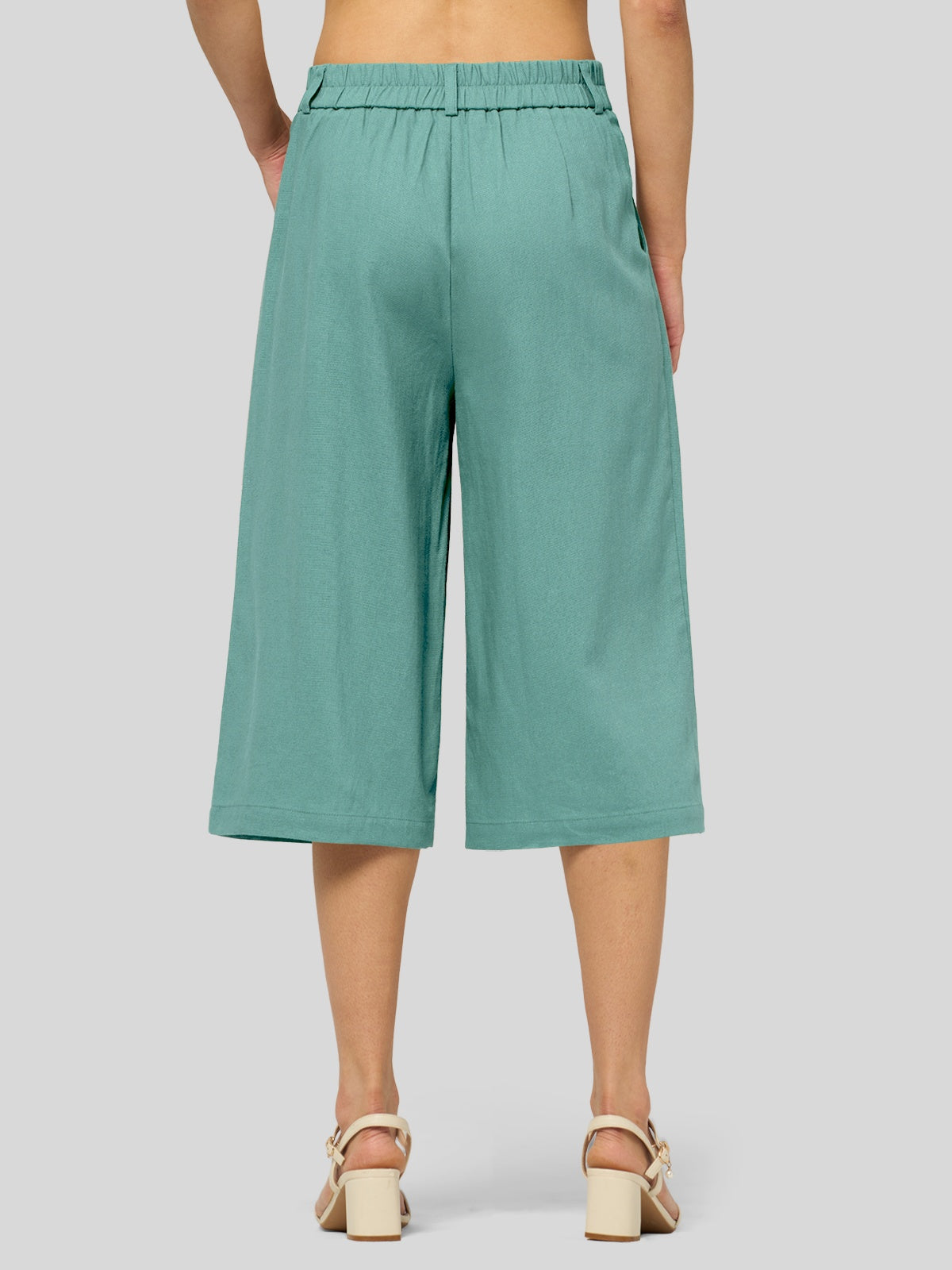Women's Cotton Linen Wide-Leg Capri Pants