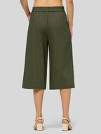 Women's Cotton Linen Wide-Leg Capri Pants