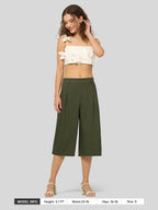 Women's Cotton Linen Wide-Leg Capri Pants