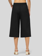Women's Cotton Linen Wide-Leg Capri Pants