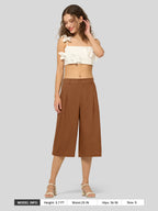 Women's Cotton Linen Wide-Leg Capri Pants