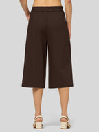 Women's Cotton Linen Wide-Leg Capri Pants