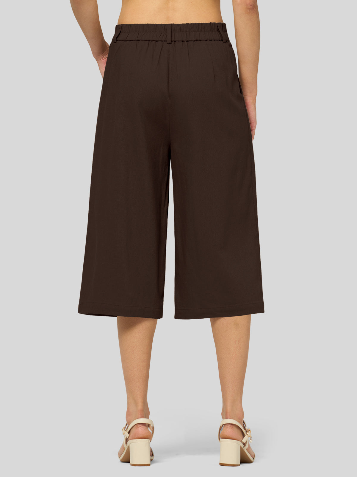 Women's Cotton Linen Wide-Leg Capri Pants