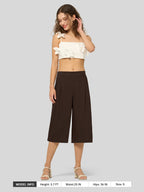 Women's Cotton Linen Wide-Leg Capri Pants