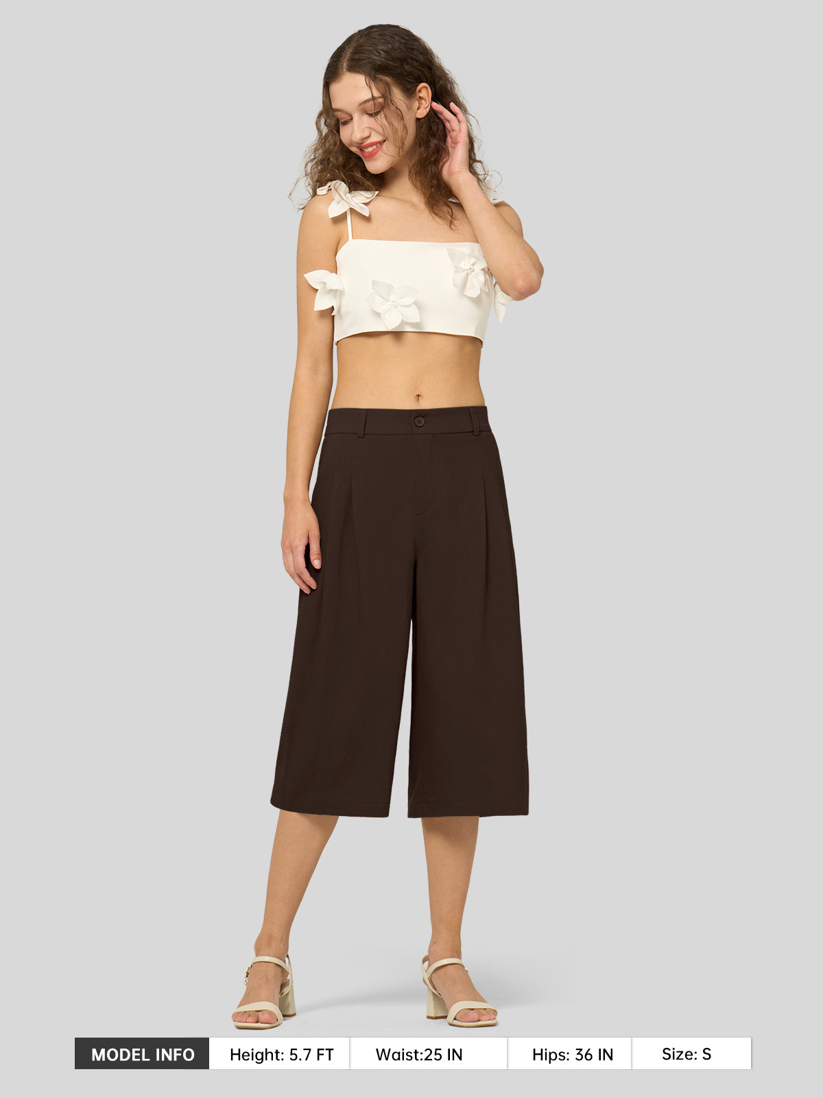 Women's Cotton Linen Wide-Leg Capri Pants