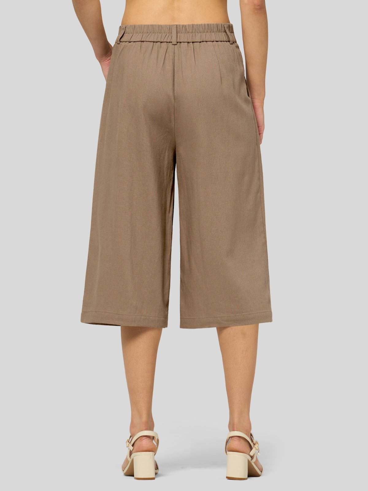 Women's Cotton Linen Wide-Leg Capri Pants