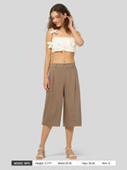 Women's Cotton Linen Wide-Leg Capri Pants