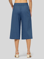 Women's Cotton Linen Wide-Leg Capri Pants