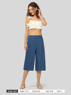 Women's Cotton Linen Wide-Leg Capri Pants