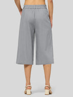 Women's Cotton Linen Wide-Leg Capri Pants