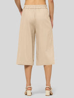 Women's Cotton Linen Wide-Leg Capri Pants