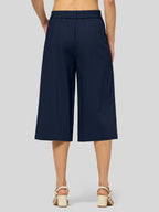 Women's Cotton Linen Wide-Leg Capri Pants
