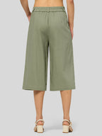 Women's Cotton Linen Wide-Leg Capri Pants