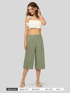 Women's Cotton Linen Wide-Leg Capri Pants